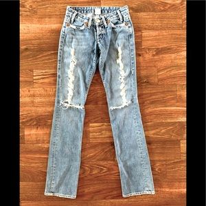 Women’s TRUE RELIGION Denim Straight Leg Jeans MICKY BIG T DISTRESSED Size 25